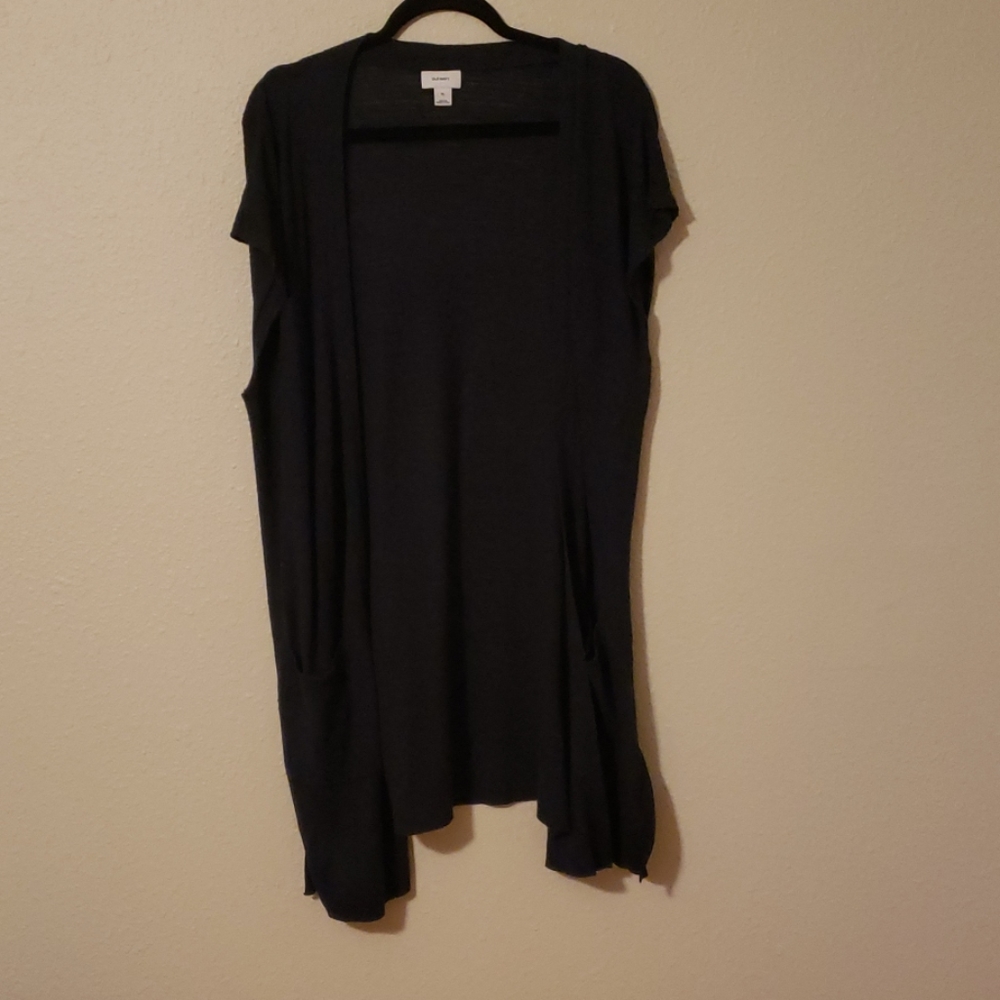 Navy blue sleeveless cardigan